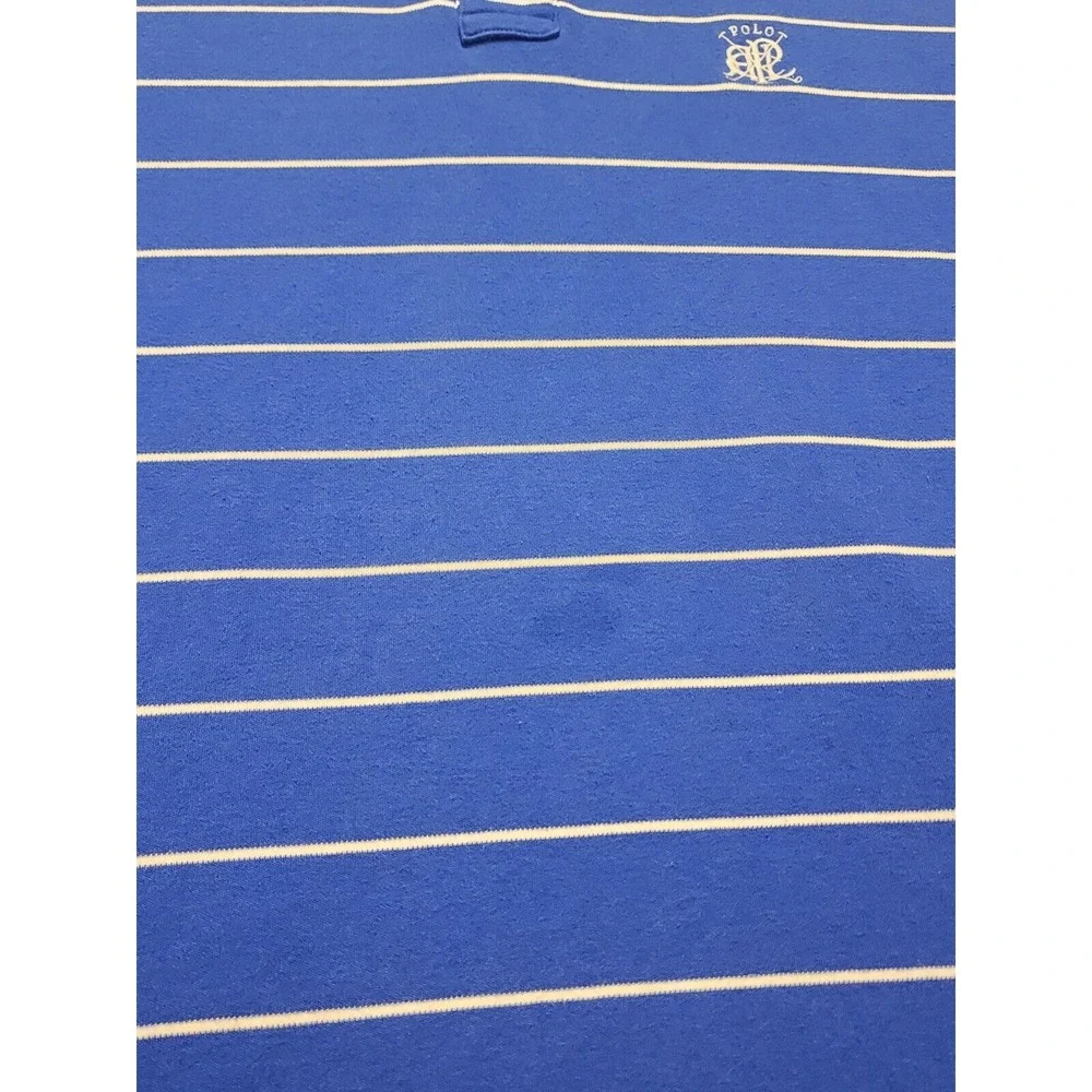 Vintage Polo Ralph Lauren Pique Polo Shirt‎ Mens XL Blue Striped RL Polo Logo
